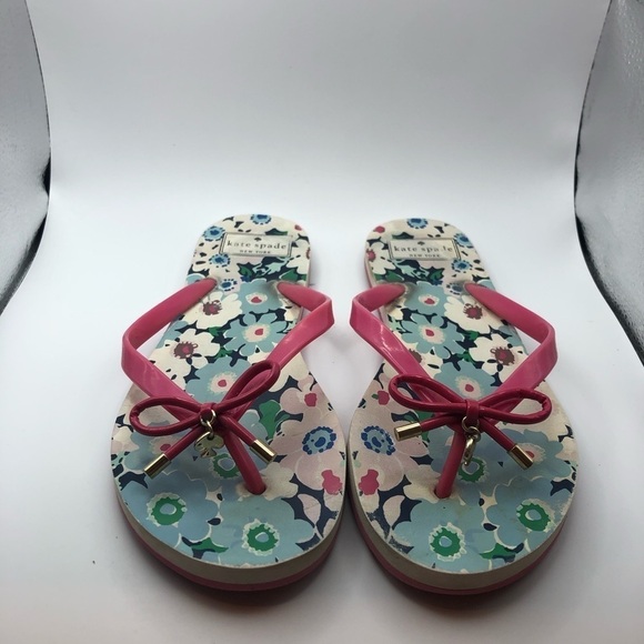 Kate Spade pink bow with flowers sandals womens size 9-10 - Picture 5 of 10